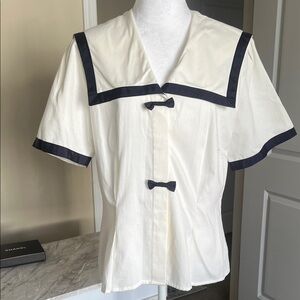 Herman Geist Sailor Style Blouse with Navy Trim